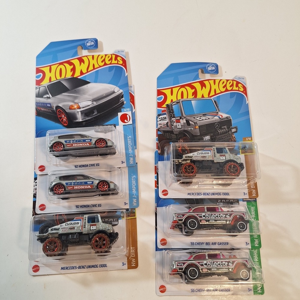 Hot Wheels Zamac Honda Civic/ Bel Air‎ Gasser/ Mercedes Benz/ 6 Cars